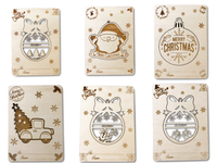 Houten Kerstkaart - Santa